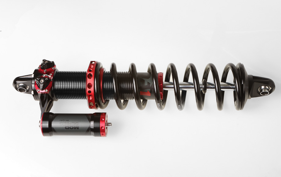 QA1 MOD series shock absorbers with modular valve packs for drag racing and street performance suspension setups.