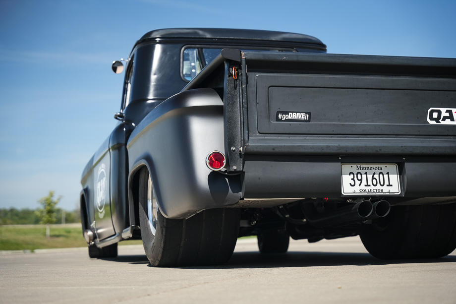 QA1 suspension components, including coilovers and adjustable shocks, enhancing the performance of Rob McPherson’s 1956 Chevy 3100.